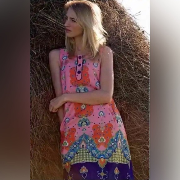 MAEVE for ANTHROPOLOGIE Red and Pink ORAVA mod floral shift dress size 4 - Picture 1 of 16